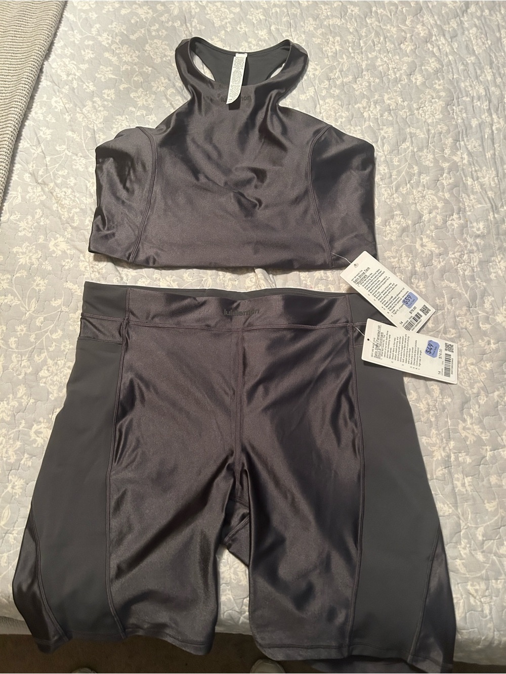 lululemon athletica Black Shiny Racerback Tank Top